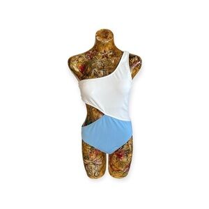 Zaful one piece swimsuit swim wear blue white large new nwt summer